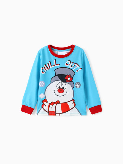 Conjuntos de Pijamas com Padrão do Boneco de Neve Frosty e Meias de Natal