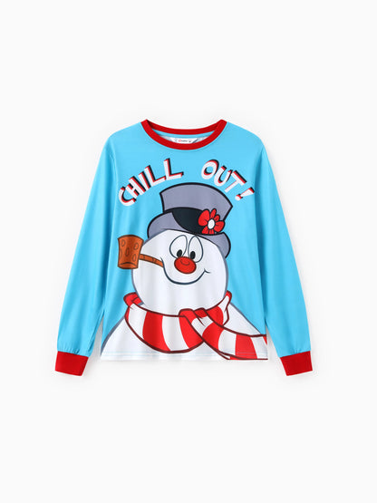 Conjuntos de Pijamas com Padrão do Boneco de Neve Frosty e Meias de Natal