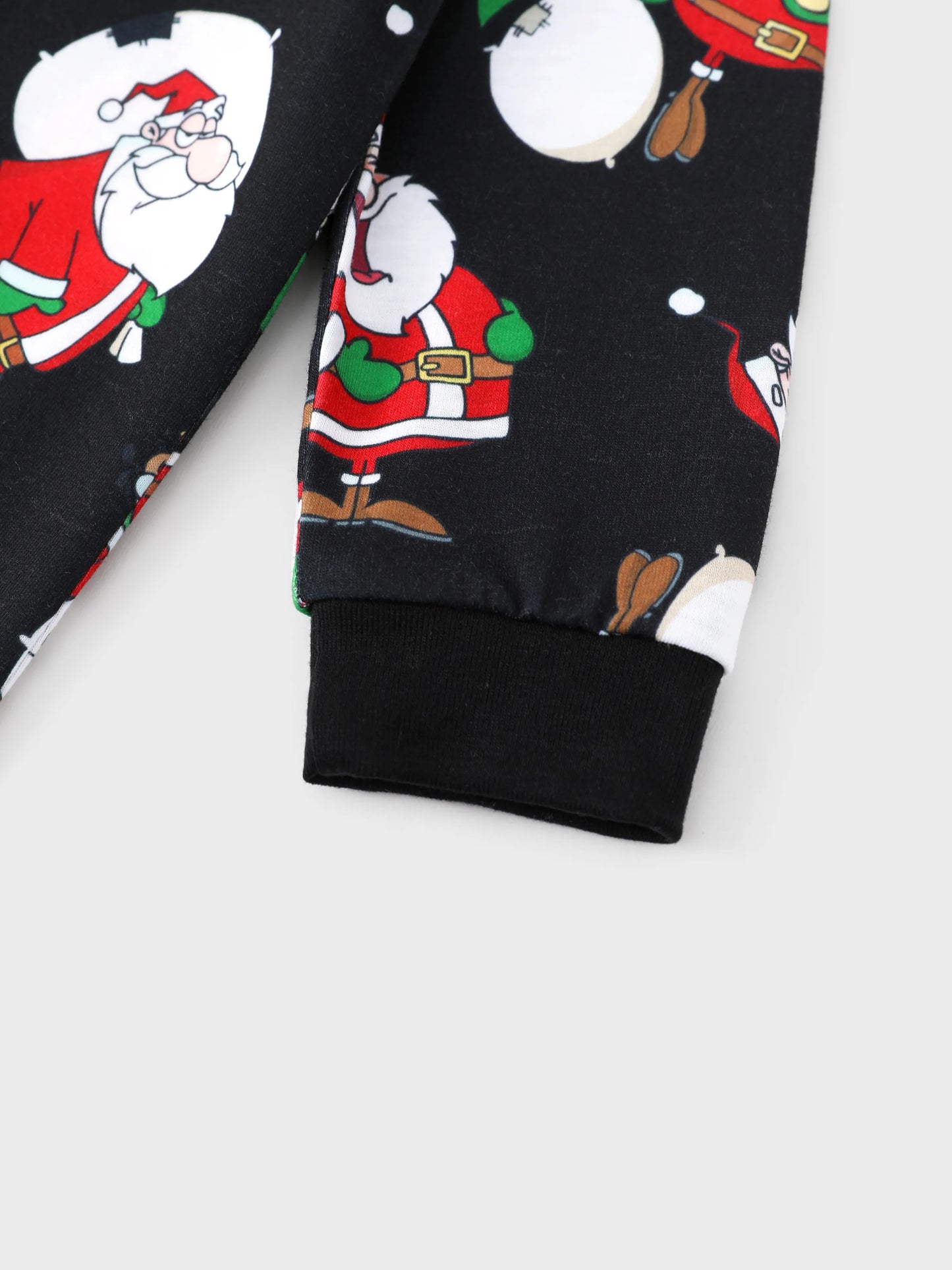 Christmas Matching Family Pajamas Set Christmas Santa Print Black and White PJS with Christmas Socks Black