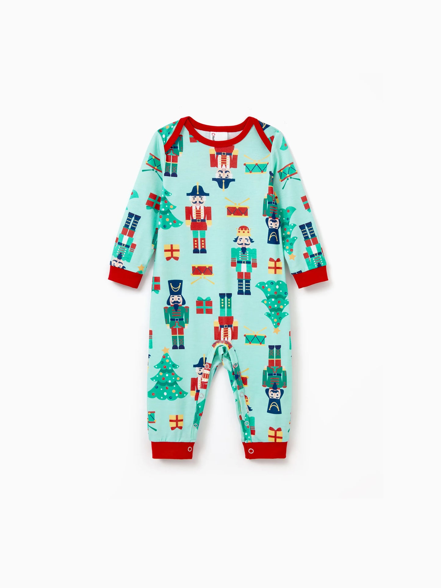 Christmas Matching Family Pajamas Set Soldier and Christmas Tree Print PJS with Christmas Socks Pale Green