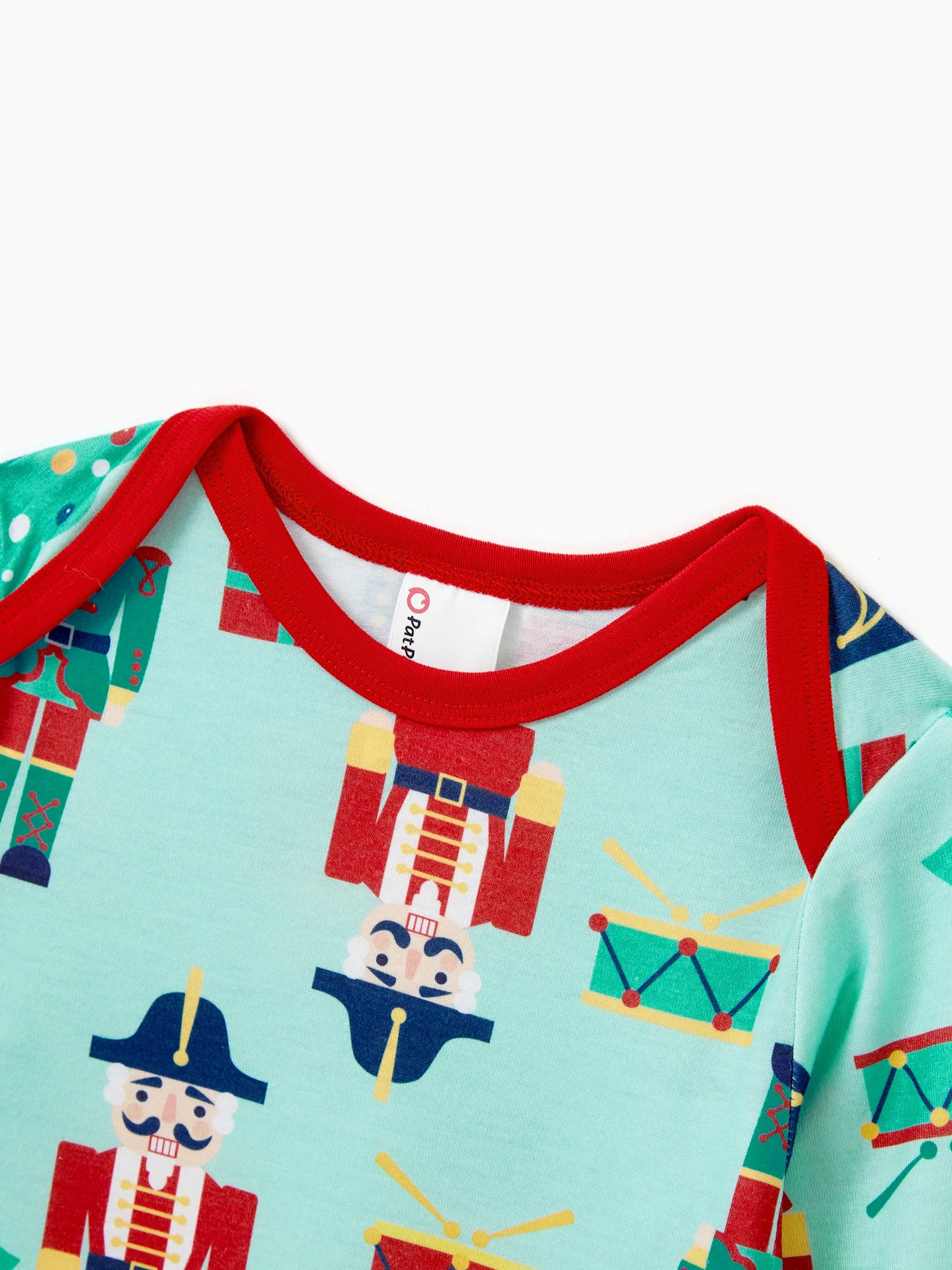 Christmas Matching Family Pajamas Set Soldier and Christmas Tree Print PJS with Christmas Socks Pale Green