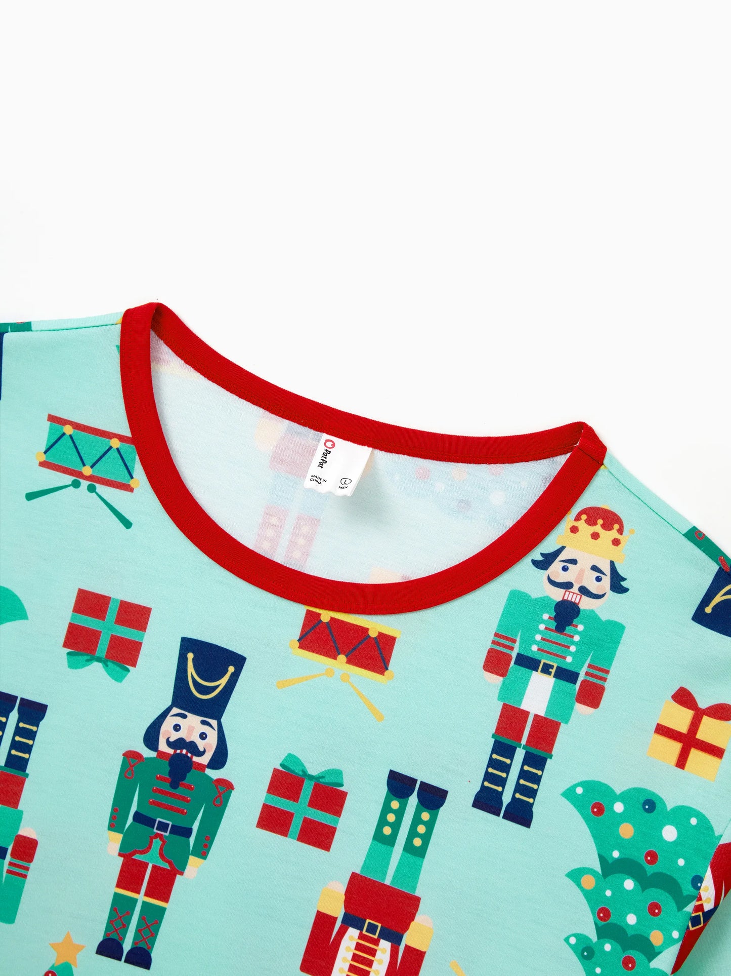 Christmas Matching Family Pajamas Set Soldier and Christmas Tree Print PJS with Christmas Socks Pale Green