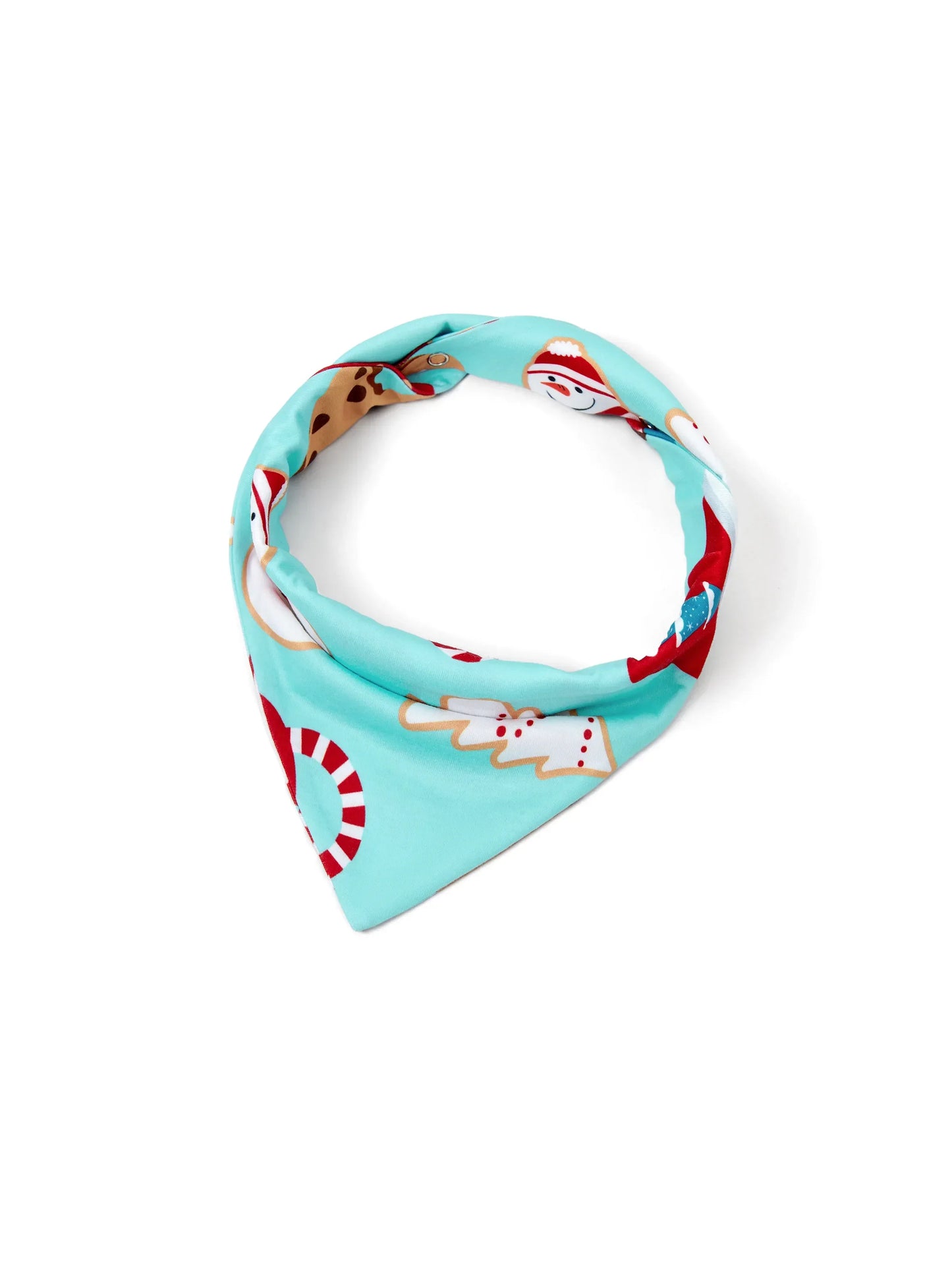 Conjunto de Pijamas em Família para o Natal com Estampa de Bolachas de Gengibre em Azul e Vermelho, acompanhado de Meias de Natal em Azul Claro.