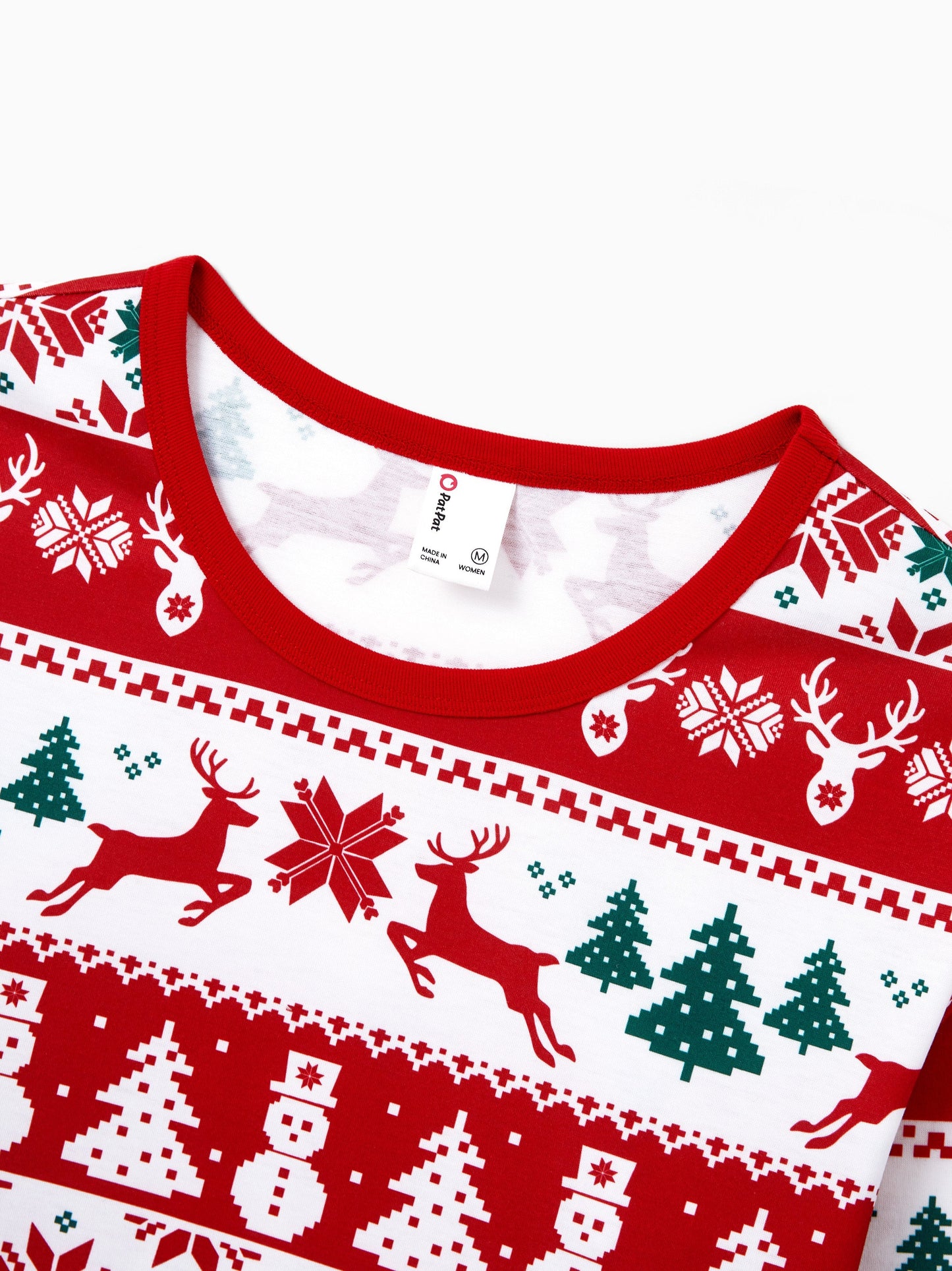 Christmas Matching Family Pajamas Set Reindeer and Snowman Print Red Long-sleeve PJS with Christmas Socks Red