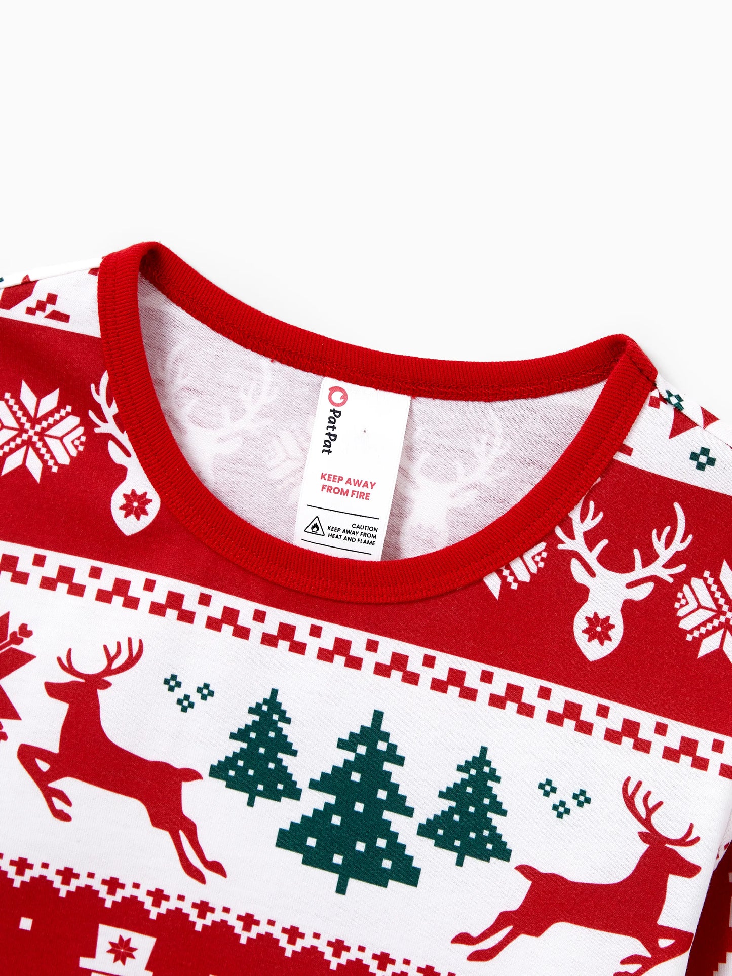 Christmas Matching Family Pajamas Set Reindeer and Snowman Print Red Long-sleeve PJS with Christmas Socks Red