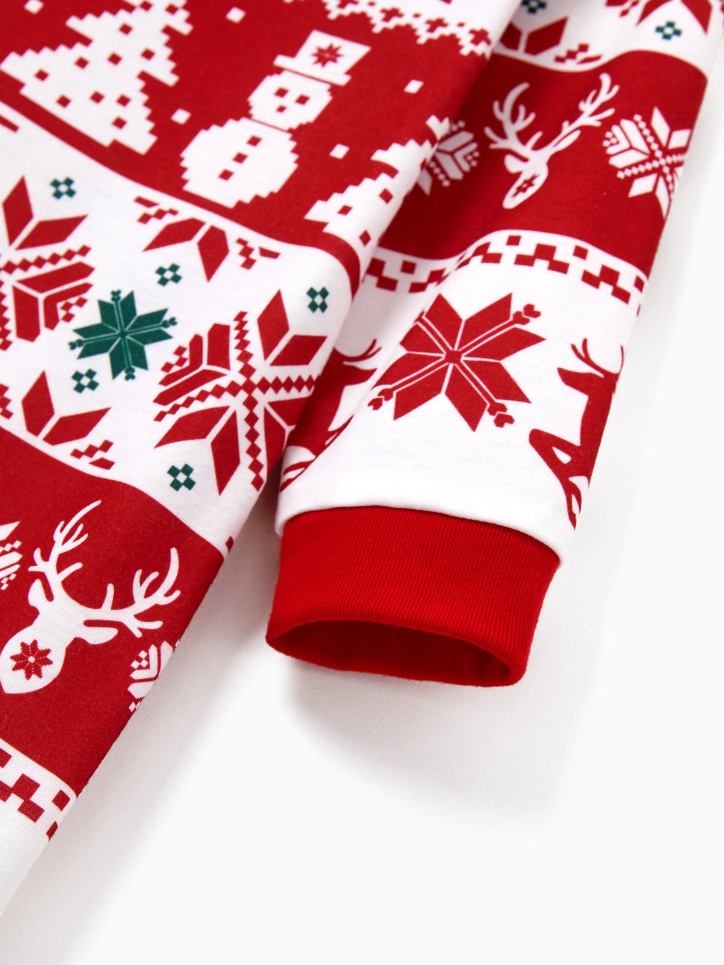 Christmas Matching Family Pajamas Set Reindeer and Snowman Print Red Long-sleeve PJS with Christmas Socks Red