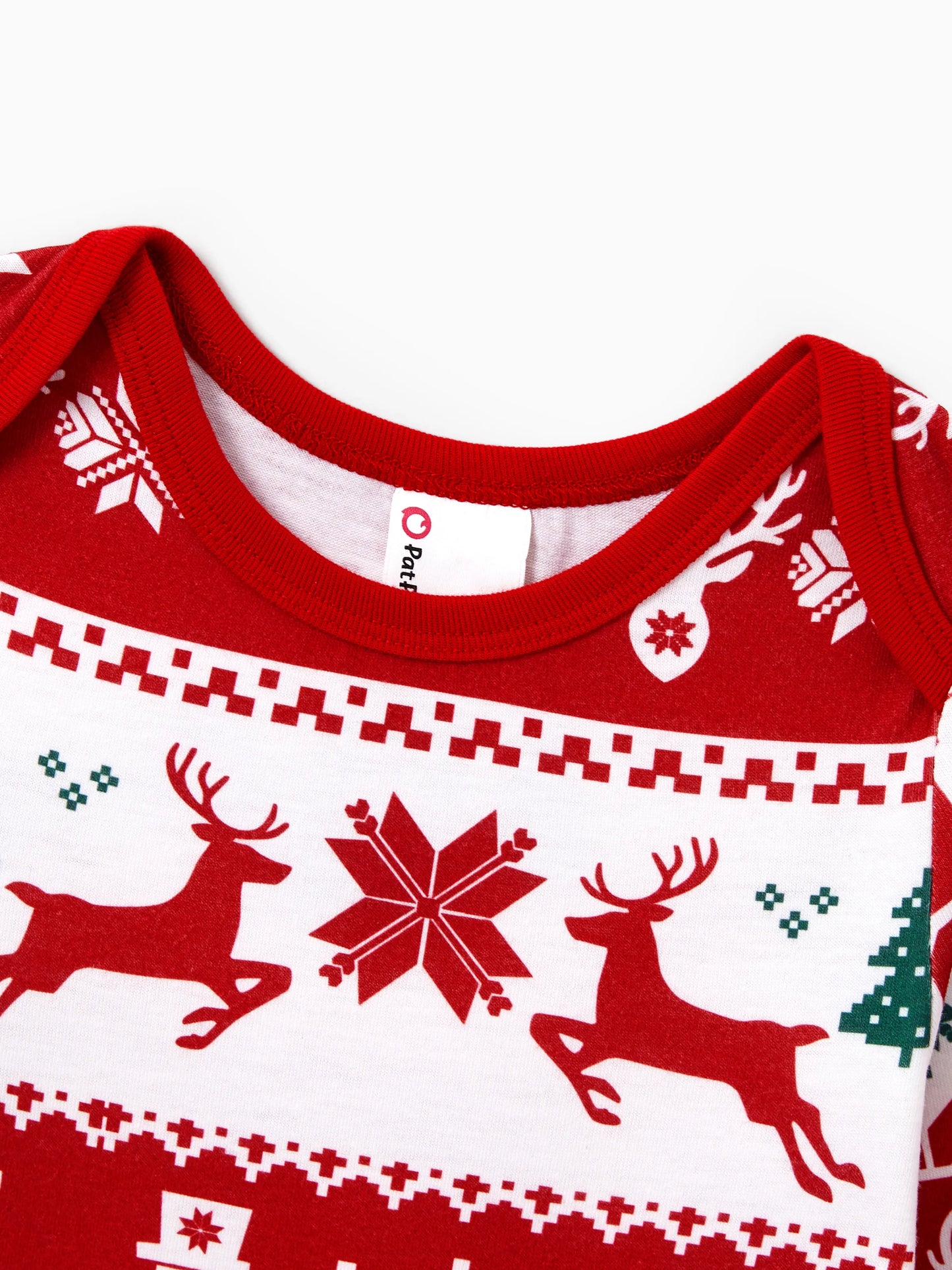 Christmas Matching Family Pajamas Set Reindeer and Snowman Print Red Long-sleeve PJS with Christmas Socks Red