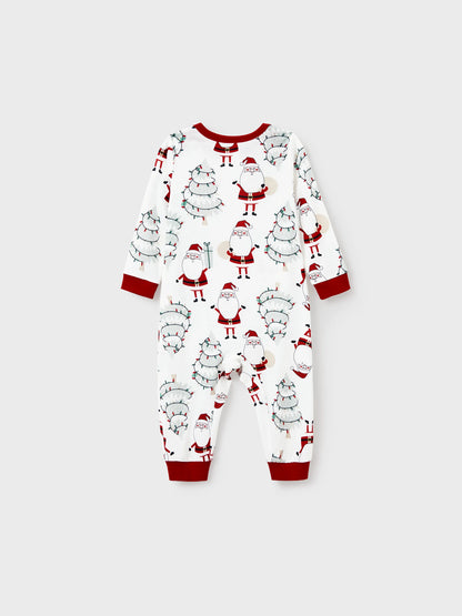 Christmas Matching Family Pajamas Set Gnome Print White PJS with Christmas Socks White