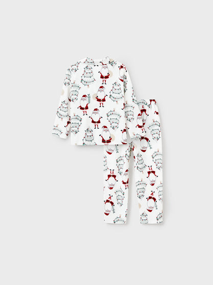 Christmas Matching Family Pajamas Set Gnome Print White PJS with Christmas Socks White