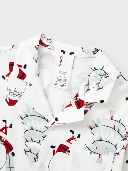 Christmas Matching Family Pajamas Set Gnome Print White PJS with Christmas Socks White