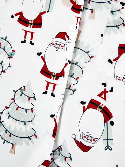 Christmas Matching Family Pajamas Set Gnome Print White PJS with Christmas Socks White