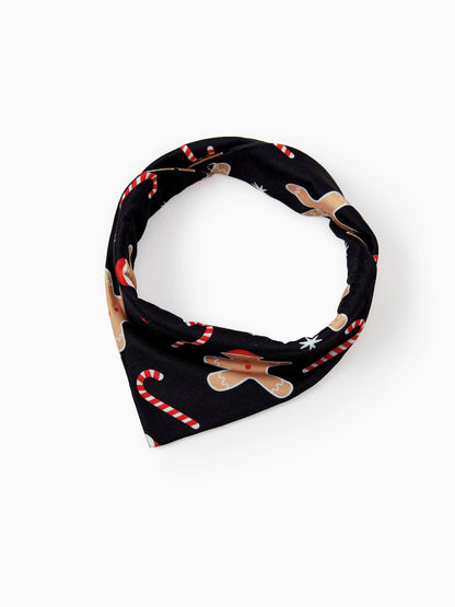 Christmas Matching Family Pajamas Set Gingerbread Print Black PJS with Christmas Socks Black