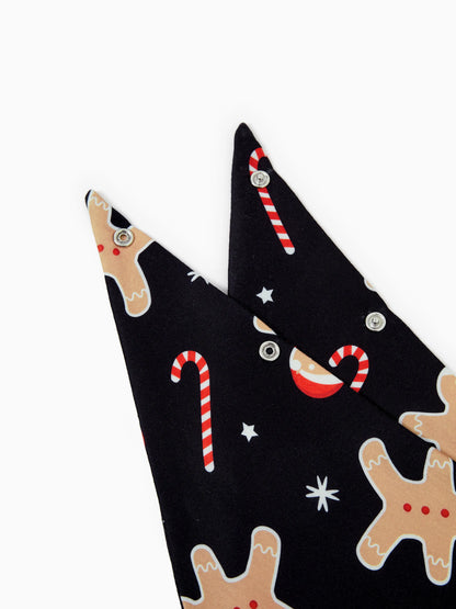 Christmas Matching Family Pajamas Set Gingerbread Print Black PJS with Christmas Socks Black