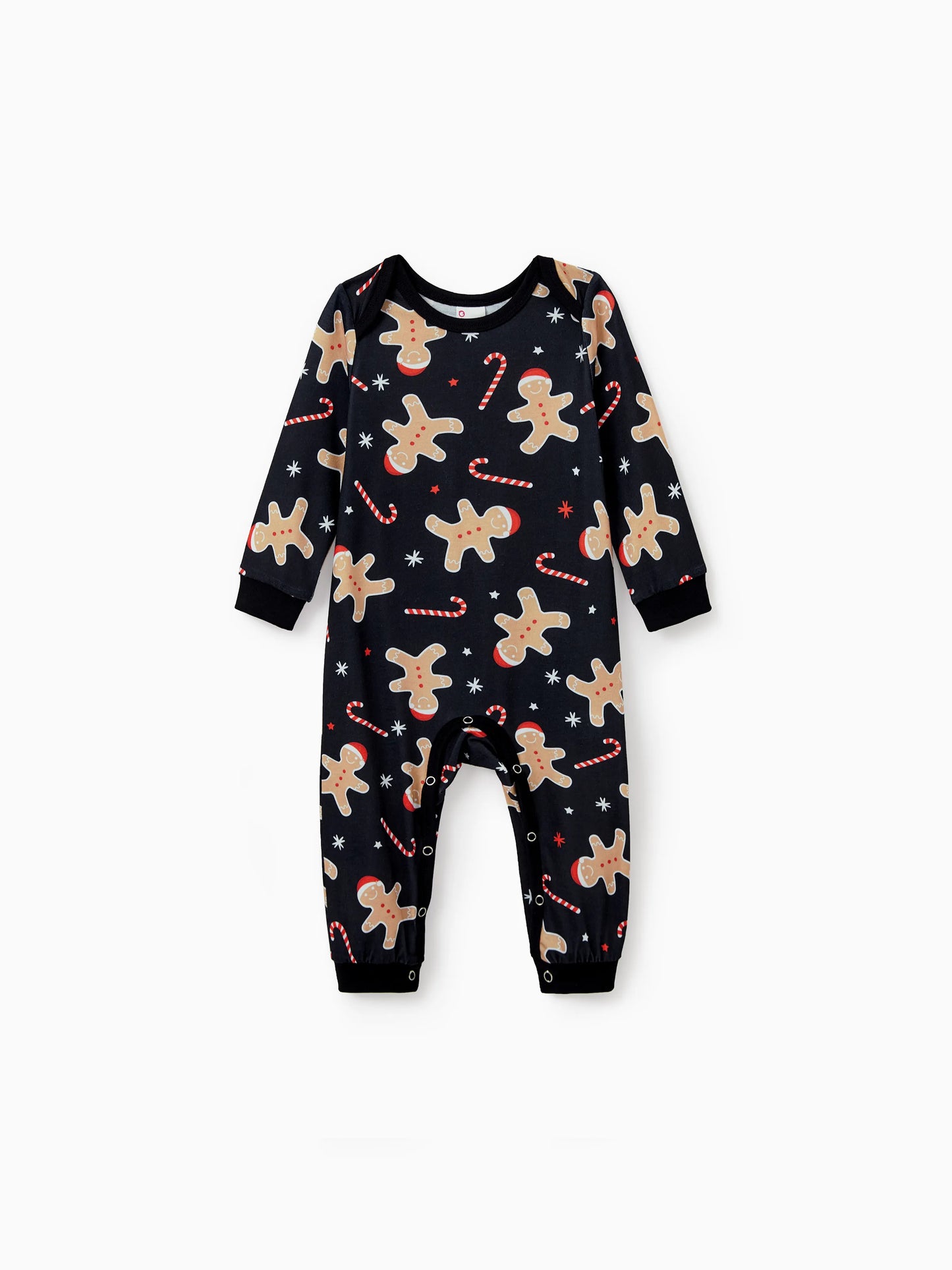 Christmas Matching Family Pajamas Set Gingerbread Print Black PJS with Christmas Socks Black