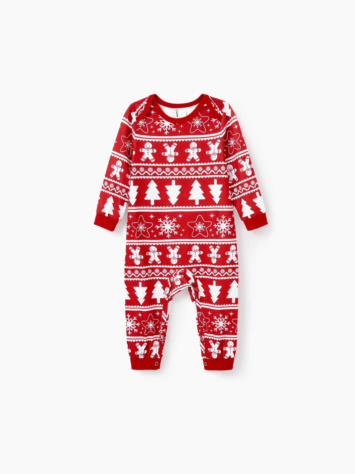 Christmas Matching Family Pajamas Set Gingerbread and Christmas Tree Print Red PJS with Christmas Socks Red