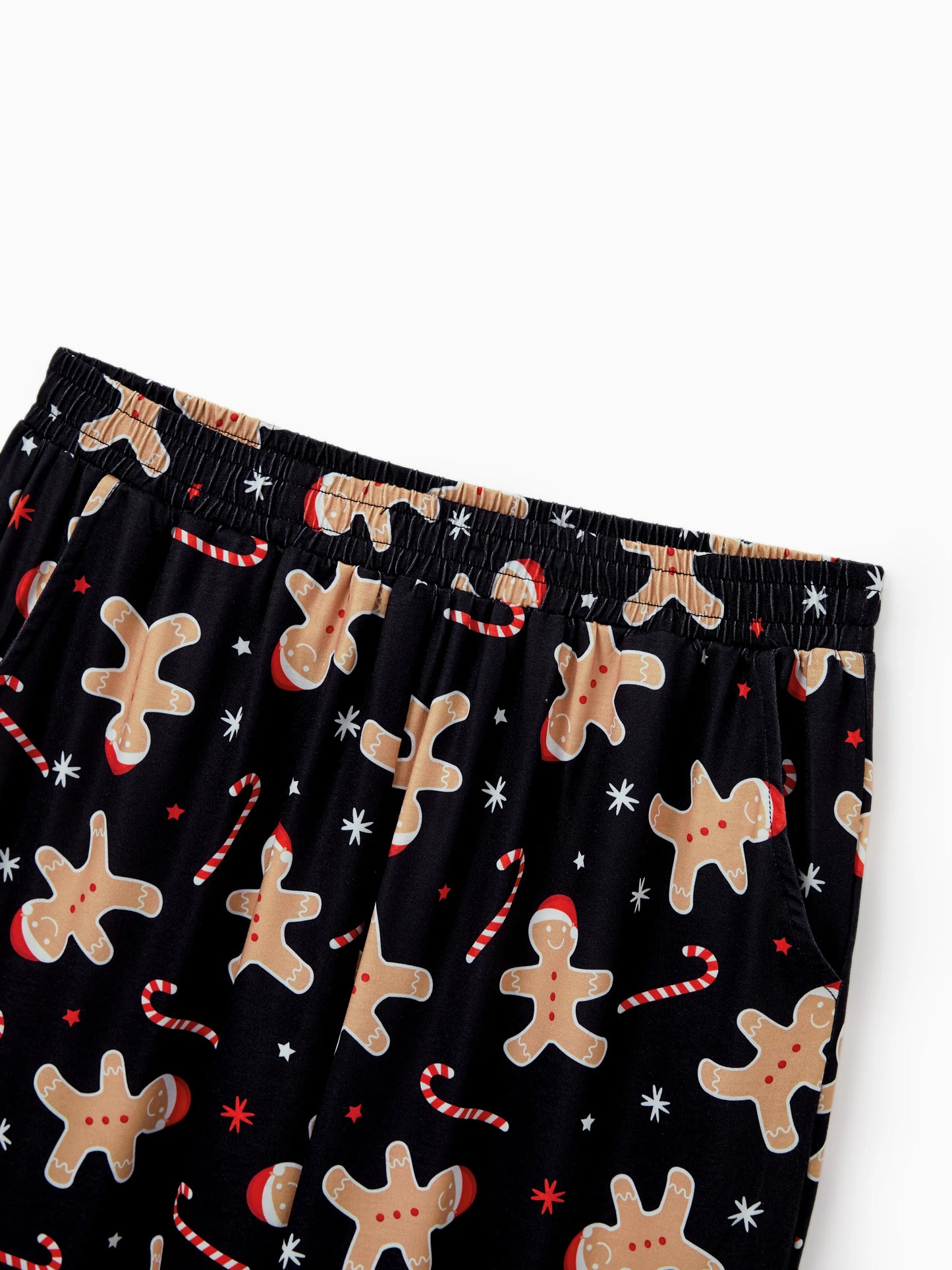 Christmas Matching Family Pajamas Set Gingerbread Print Black PJS with Christmas Socks Black