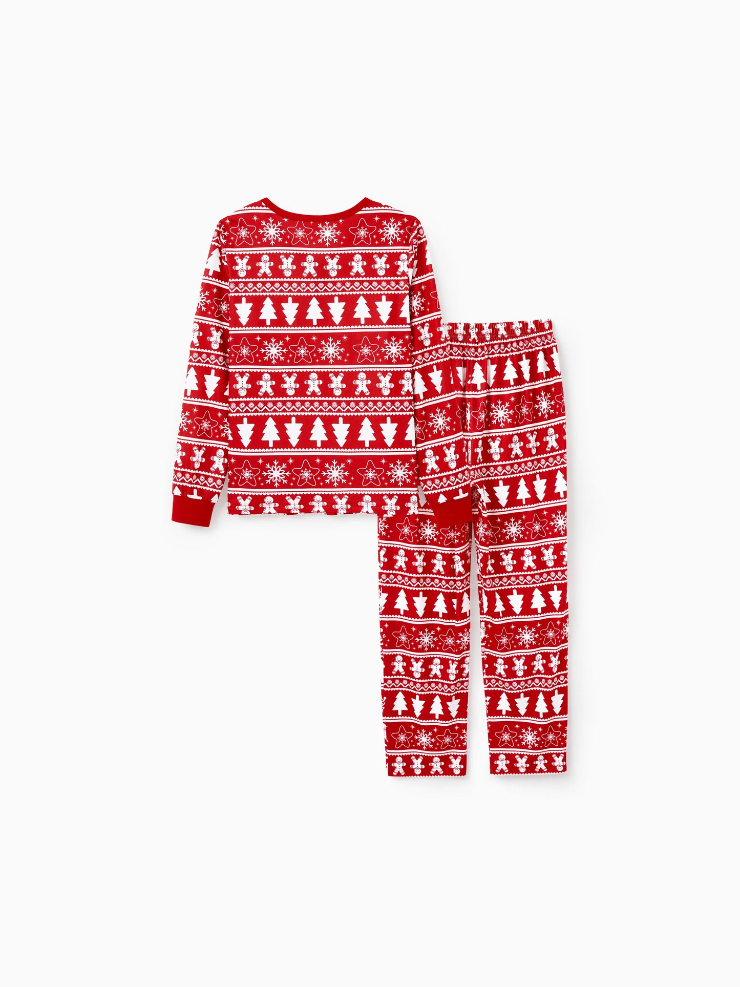 Christmas Matching Family Pajamas Set Gingerbread and Christmas Tree Print Red PJS with Christmas Socks Red