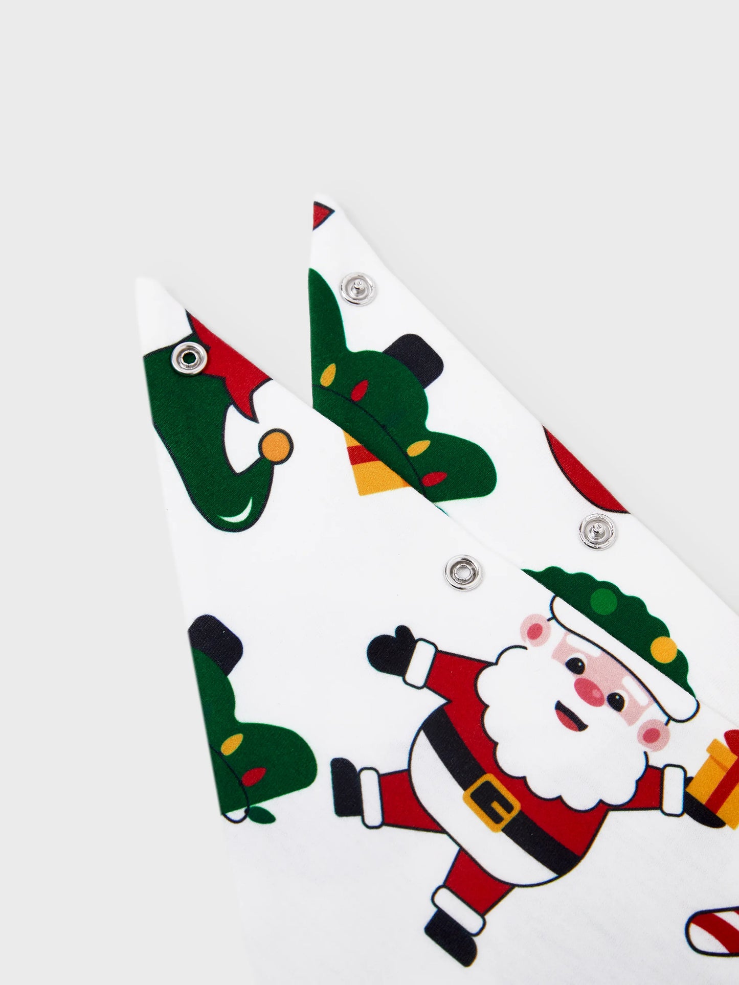 Christmas Matching Family Pajamas Set Santa Claus and Christmas Tree Print Long-sleeve PJS with Christmas Socks White