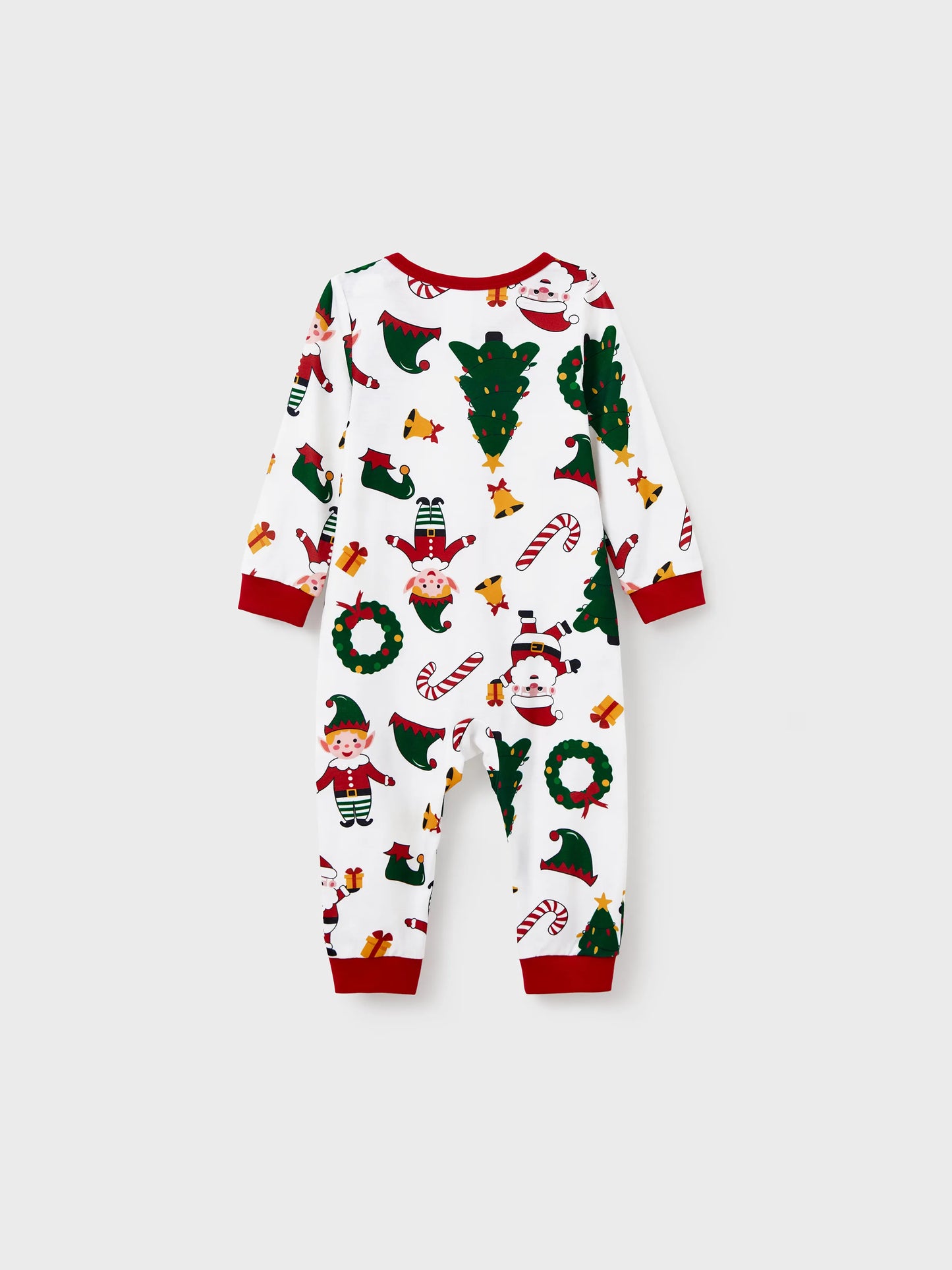Christmas Matching Family Pajamas Set Santa Claus and Christmas Tree Print Long-sleeve PJS with Christmas Socks White