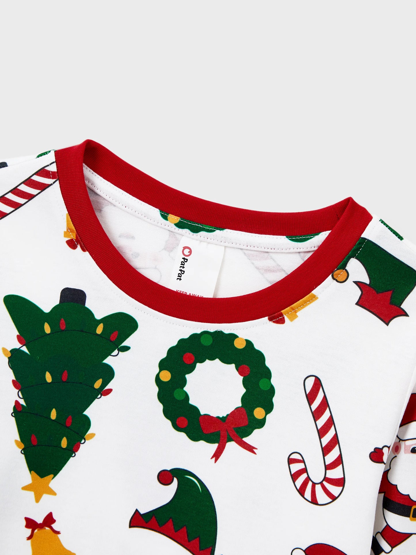 Christmas Matching Family Pajamas Set Santa Claus and Christmas Tree Print Long-sleeve PJS with Christmas Socks White