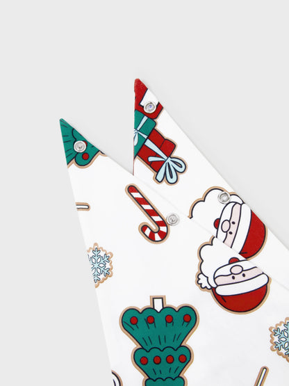 Christmas Matching Family Pajamas Set Santa Claus and Christmas Tree Print White PJS with Christmas Socks White