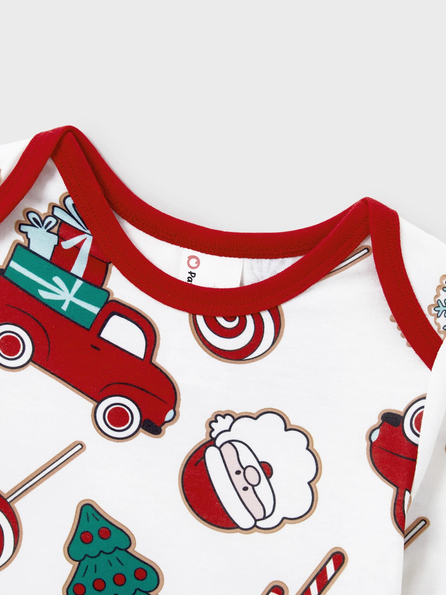 Christmas Matching Family Pajamas Set Santa Claus and Christmas Tree Print White PJS with Christmas Socks White