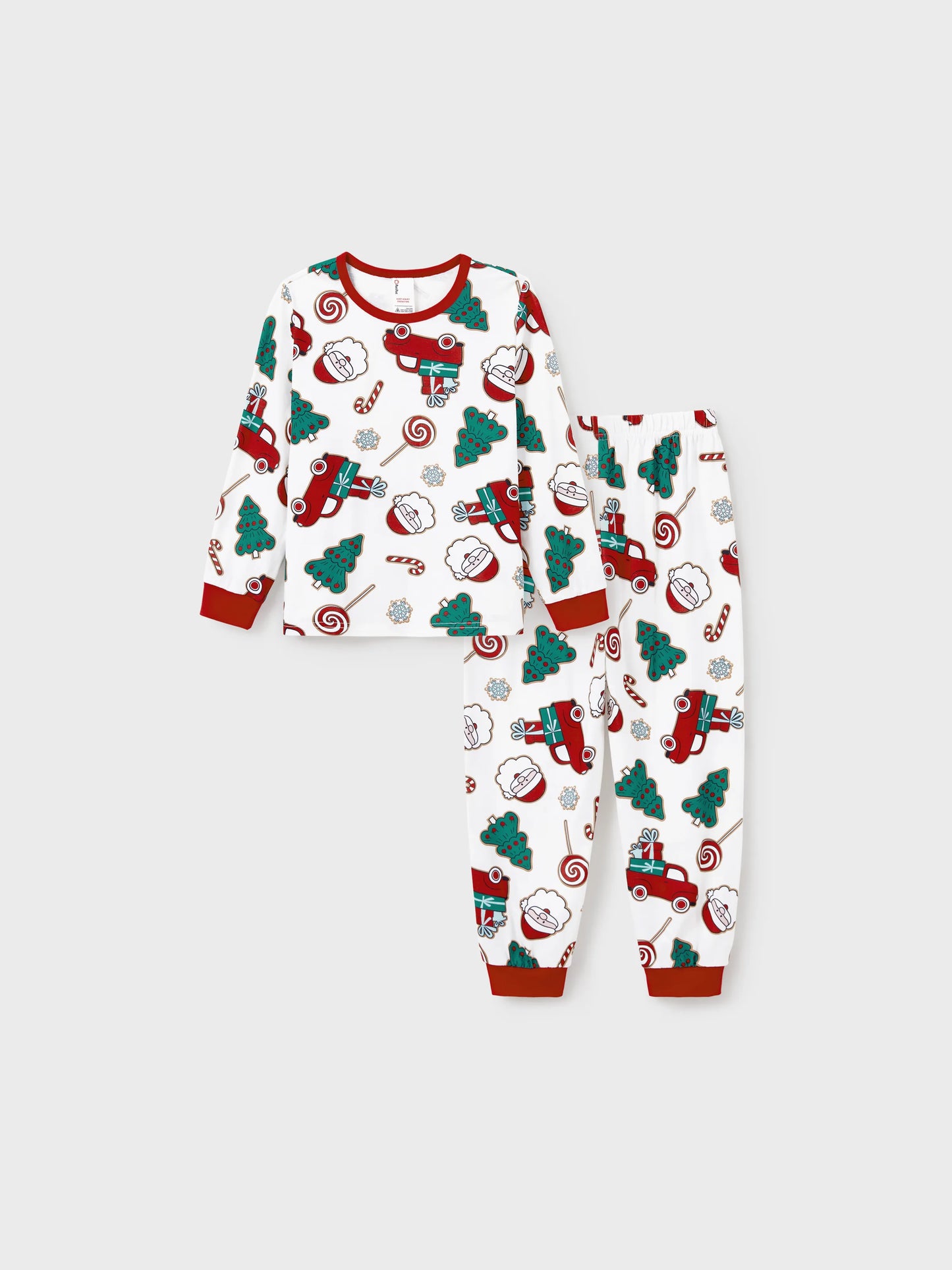 Christmas Matching Family Pajamas Set Santa Claus and Christmas Tree Print White PJS with Christmas Socks White