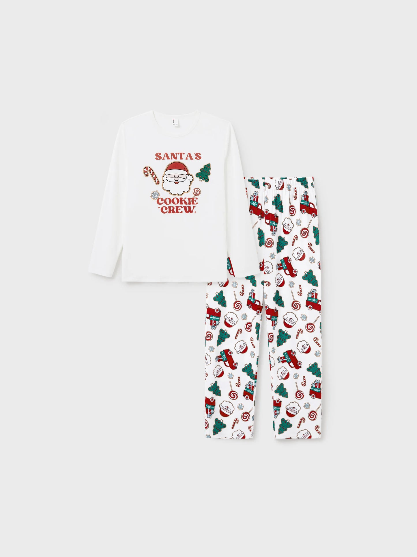 Christmas Matching Family Pajamas Set Santa Claus and Christmas Tree Print White PJS with Christmas Socks White