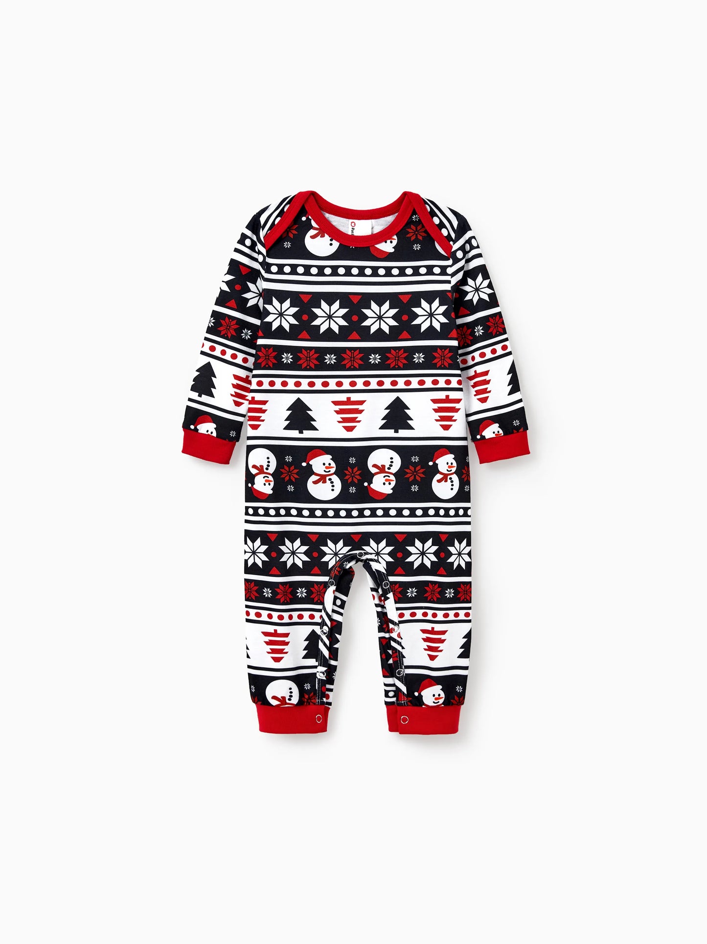 Christmas Matching Family Pajamas Set Snowman and Christmas Tree Print Black PJS with Christmas Socks Black