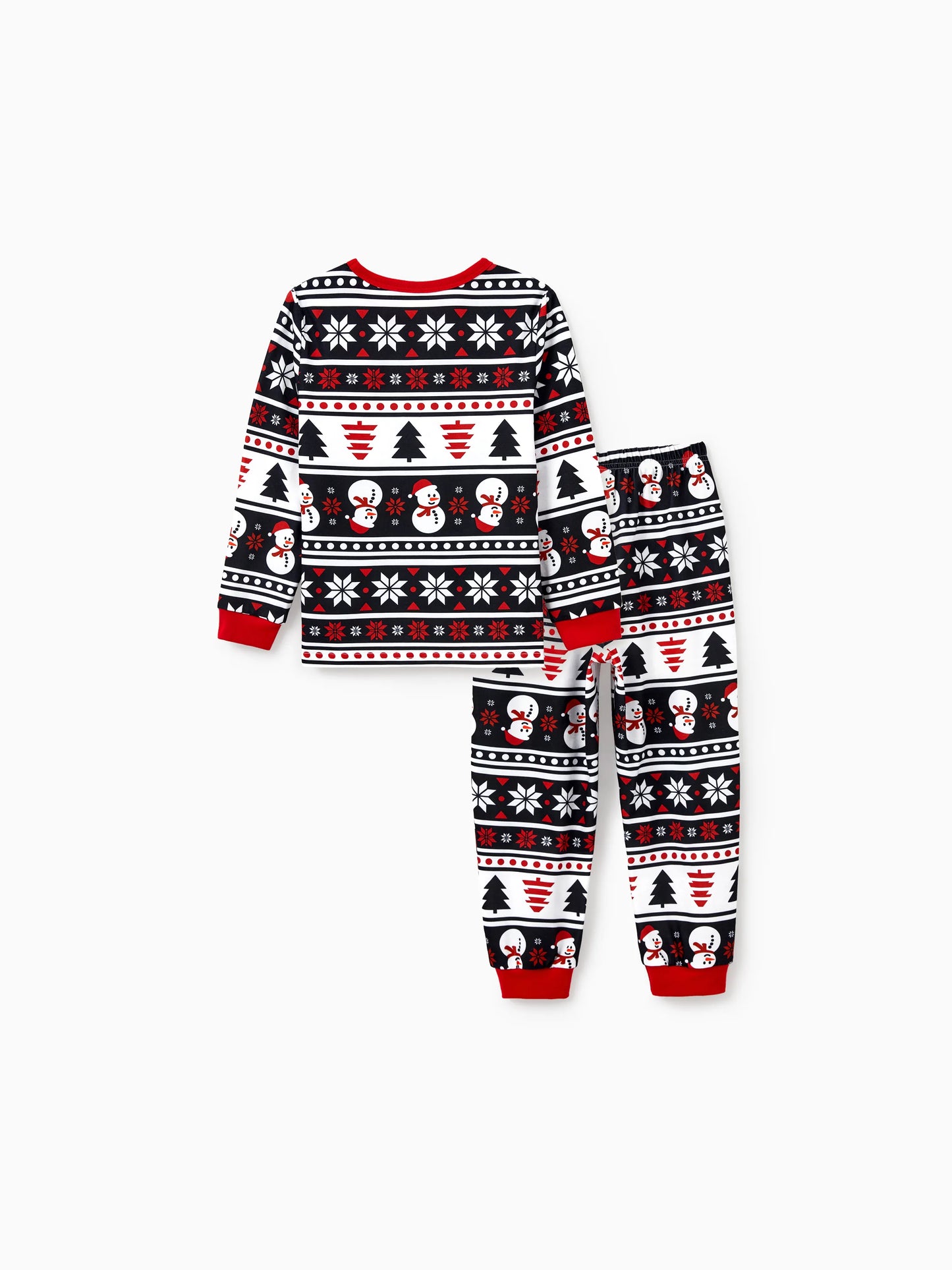 Christmas Matching Family Pajamas Set Snowman and Christmas Tree Print Black PJS with Christmas Socks Black