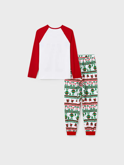 Christmas Matching Family Pajamas Set Christmas Elf Print PJS with Christmas Socks Red