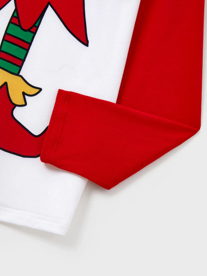 Christmas Matching Family Pajamas Set Christmas Elf Print PJS with Christmas Socks Red