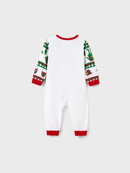 Christmas Matching Family Pajamas Set Christmas Elf Print PJS with Christmas Socks Red
