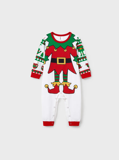 Christmas Matching Family Pajamas Set Christmas Elf Print PJS with Christmas Socks Red