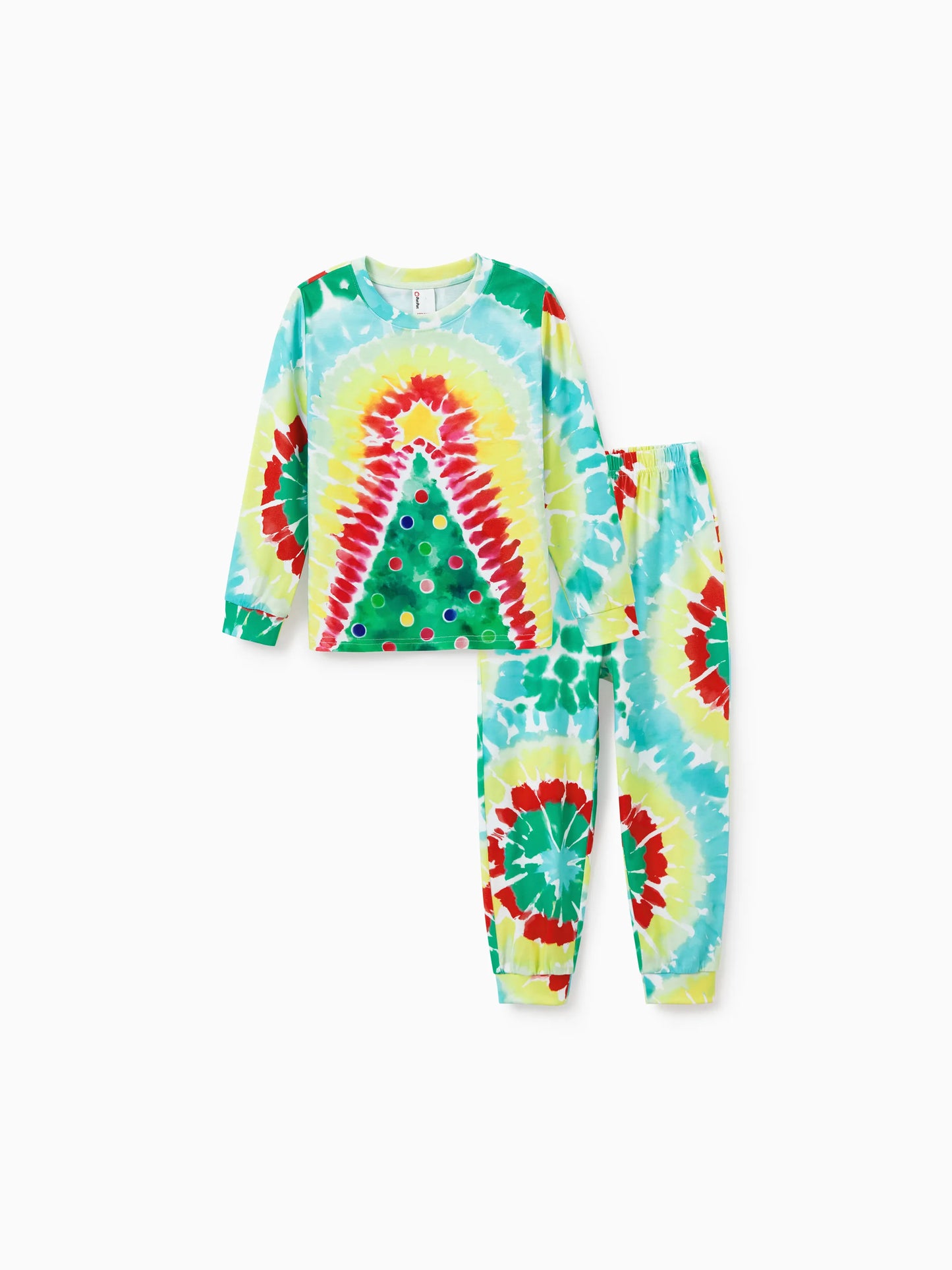 Christmas Matching Family Pajamas Set Colorful Christmas Tree Print PJS with Christmas Socks Multi-color