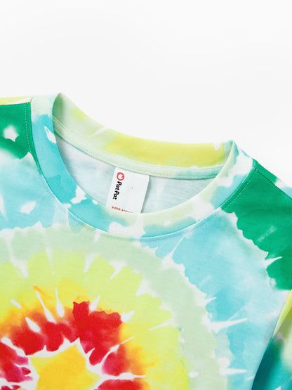 Christmas Matching Family Pajamas Set Colorful Christmas Tree Print PJS with Christmas Socks Multi-color