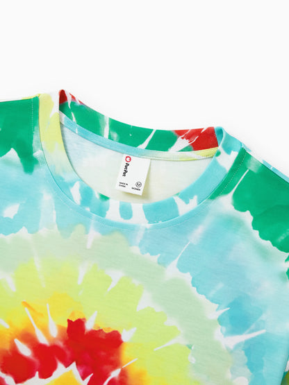 Christmas Matching Family Pajamas Set Colorful Christmas Tree Print PJS with Christmas Socks Multi-color