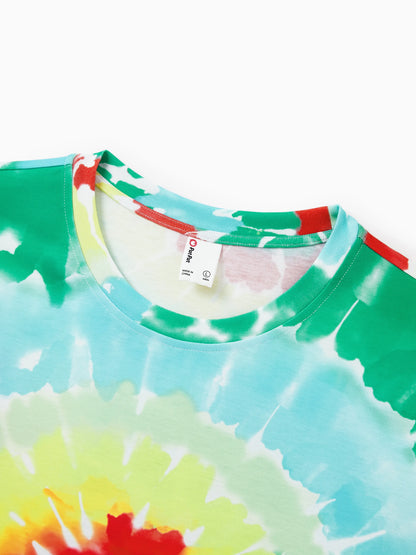 Christmas Matching Family Pajamas Set Colorful Christmas Tree Print PJS with Christmas Socks Multi-color