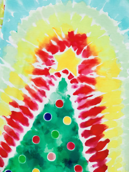 Christmas Matching Family Pajamas Set Colorful Christmas Tree Print PJS with Christmas Socks Multi-color