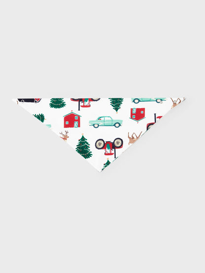 Conjunto de Pijamas de Natal Coordenados para a Família - Padrão de Rena e Carro com Meias de Natal Vermelhas