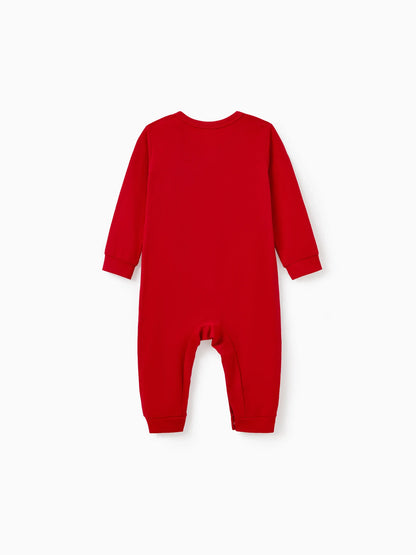 Christmas Matching Family Pajamas Set Glow In The Dark Reindeer Print PJS with Christmas Socks Red