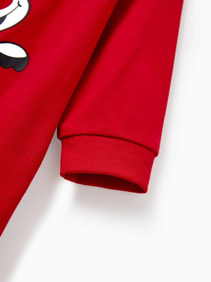 Christmas Matching Family Pajamas Set Glow In The Dark Reindeer Print PJS with Christmas Socks Red