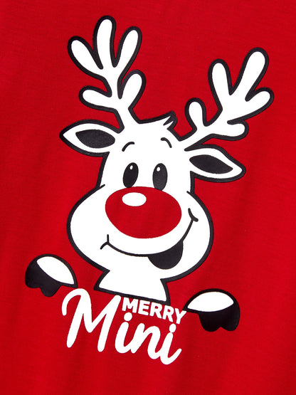 Christmas Matching Family Pajamas Set Glow In The Dark Reindeer Print PJS with Christmas Socks Red