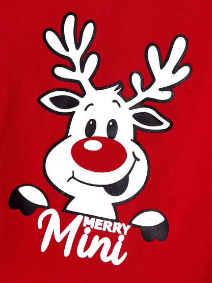 Christmas Matching Family Pajamas Set Glow In The Dark Reindeer Print PJS with Christmas Socks Red