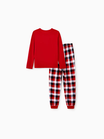 Christmas Matching Family Pajamas Set Glow In The Dark Reindeer Print PJS with Christmas Socks Red