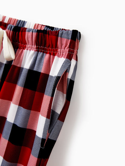 Christmas Matching Family Pajamas Set Glow In The Dark Reindeer Print PJS with Christmas Socks Red