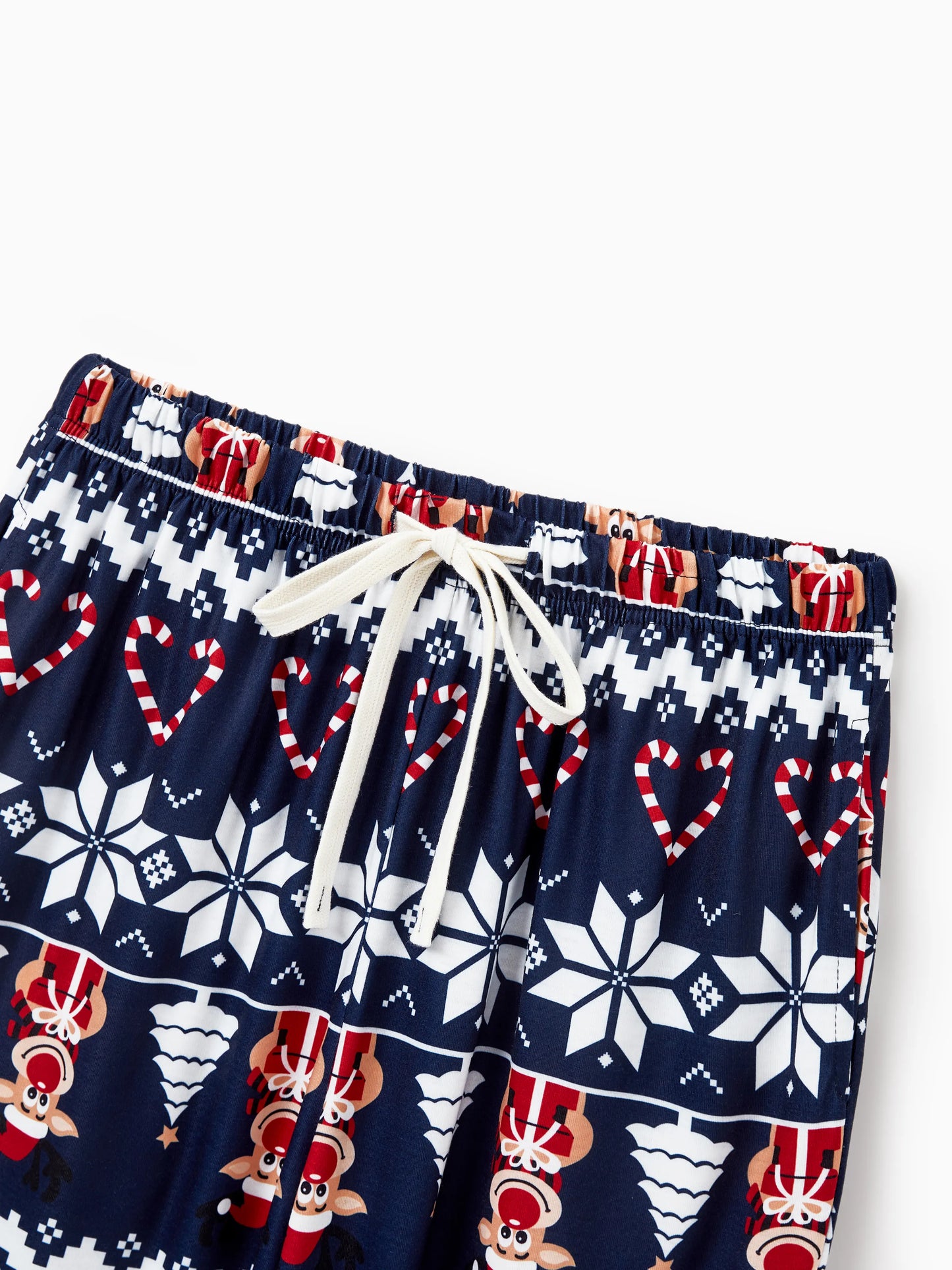 Conjunto de Pijamas para toda a Família a Condizer com Estampa de Renas e Flocos de Neve Azul Escuro