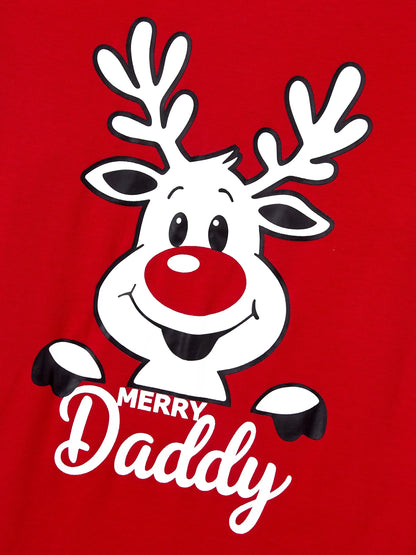 Christmas Matching Family Pajamas Set Glow In The Dark Reindeer Print PJS with Christmas Socks Red