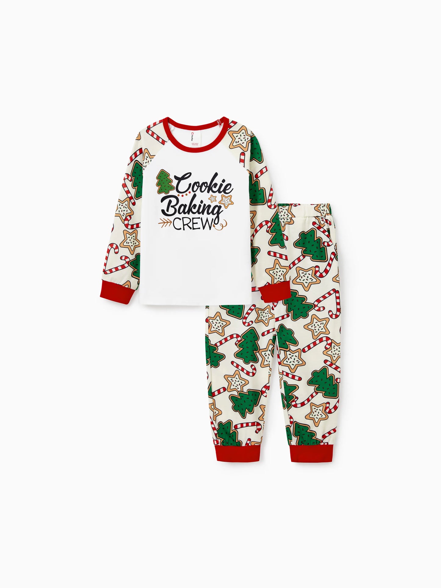 Christmas Matching Family Pajamas Set Christmas Tree Print Red and Apricot PJS with Christmas Socks Apricot