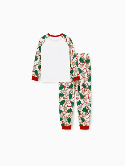 Christmas Matching Family Pajamas Set Christmas Tree Print Red and Apricot PJS with Christmas Socks Apricot